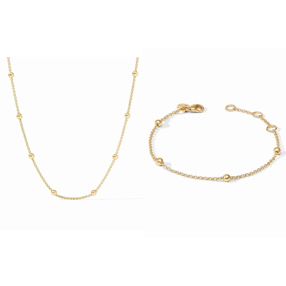 Julie Vos Gold Bead Station Necklace and Bracelet Set